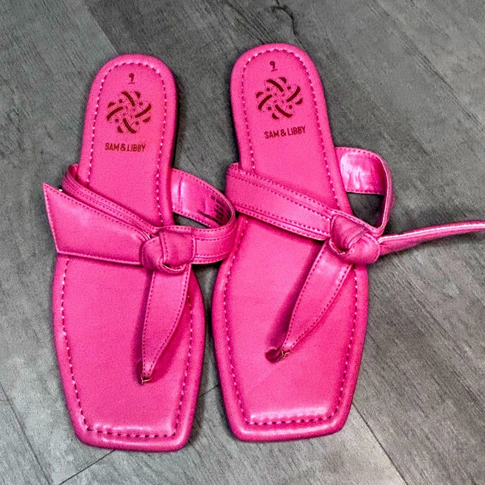 New Sam & Libby Women's Tia Bow Basic Sandal Pink Size 9